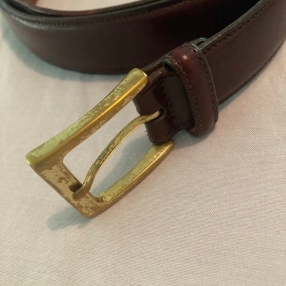 Trafalgar Dark Brown Leather Belt with Gold-Tone Buckle